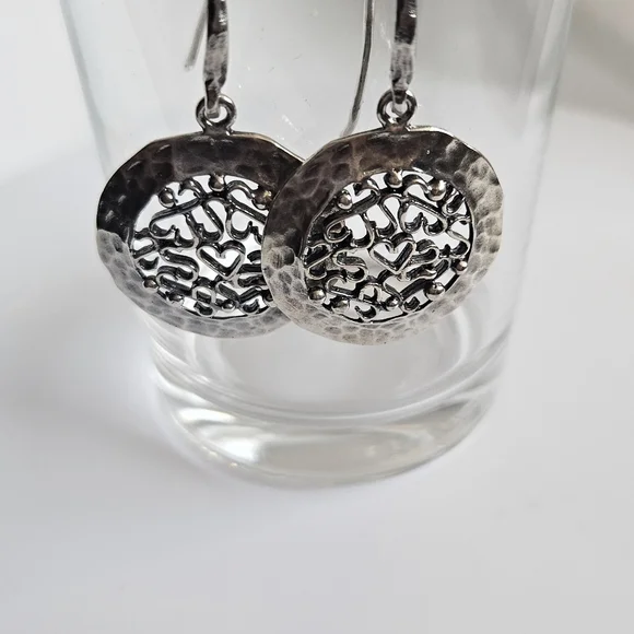 PZ (Paz Creations) 925 Sterling Silver Framed Filigree Dangle Earrings - Picture 2 of 6